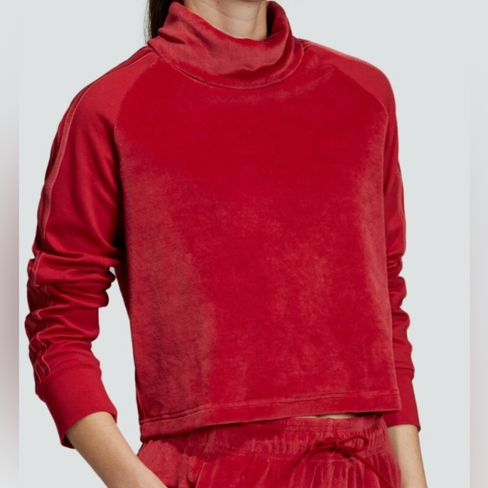 **Adidas **Women’s Pink Sport ID Velour Funnel Neck Crop top.
